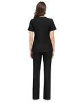COMENII Scrubs for Women Set, V-Neck Top & Straight Leg Pants with 11 Pockets, Stretch Comfortable Womens Scrub Sets-R-Black XS