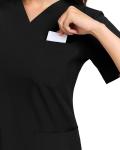 COMENII Scrubs for Women Set, V-Neck Top & Straight Leg Pants with 11 Pockets, Stretch Comfortable Womens Scrub Sets-R-Black XS
