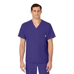 WonderWink Men's V-Neck Scrub Top, Grape, 3XL