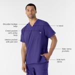 WonderWink Men's V-Neck Scrub Top, Grape, 3XL