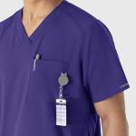 WonderWink Men's V-Neck Scrub Top, Grape, 3XL