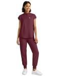 Eadflie Scrubs for Women Set - Stretch Medical Uniform Scrubs - Slim Fit Top & Cargo Pant Scrubs Set with 11 Pockets for Nurse Esthetician Workwear - (Burgundy/M)