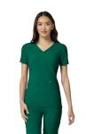 Cherokee Women's Medical Scrub Top Iflex V-Neck Knit Panel Top CK605, M, Hunter Green