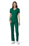 Cherokee Women's Medical Scrub Top Iflex V-Neck Knit Panel Top CK605, M, Hunter Green