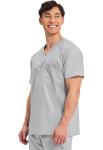 Cherokee Men's Grey V-Neck Scrub Top with Pocket