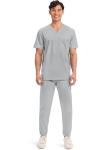 Cherokee Men's Grey V-Neck Scrub Top with Pocket
