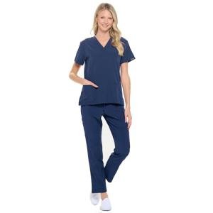 Navy Unisex 4-Way Stretch Scrub Set