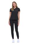 Natural Uniforms Womens Cool Stretch Modern Tuck-In Top Yoga Jogger Scrub Set (Black, X-Large)