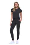 Natural Uniforms Womens Cool Stretch Modern Tuck-In Top Yoga Jogger Scrub Set (Black, X-Large)
