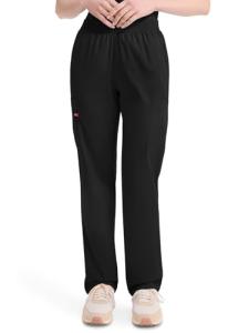 Dickies Womens Signature Elastic Waist Medical Scrubs Pants, Black, X-Small Petite US