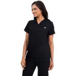 Kousenpu Women's Medical Scrubs Set - Stretch V-Neck Scrub Top & Yoga Jogger Pants with 12 Pockets Total (Black, Medium)