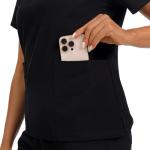 Kousenpu Women's Medical Scrubs Set - Stretch V-Neck Scrub Top & Yoga Jogger Pants with 12 Pockets Total (Black, Medium)