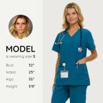 Nautica Womens Scrubs Tops, V-Neck Breathable Scrub Tops Women, 3 Pocket Stretch Fabric Scrubs for Women, Medical Scrub Shirt