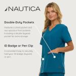 Nautica Womens Scrubs Tops, V-Neck Breathable Scrub Tops Women, 3 Pocket Stretch Fabric Scrubs for Women, Medical Scrub Shirt