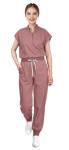 Eadflie Scrubs for Women Set - with Sleeveless Stand-Up Collar Scrub Top & Jogger Scrub Pants, Cool Stretch, Comfortable & Breathable Nurse Uniform, 8-Pocket Design - [Flesh Pink/XL]