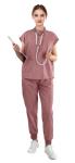 Eadflie Scrubs for Women Set - with Sleeveless Stand-Up Collar Scrub Top & Jogger Scrub Pants, Cool Stretch, Comfortable & Breathable Nurse Uniform, 8-Pocket Design - [Flesh Pink/XL]