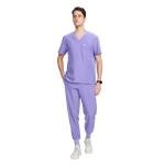 Uniforms World Louis Scrubs Set for Men — Classic V-Neck Stretch Top & Jogger Pants Yoga Waistband, 8 Pockets, Anti-Wrinkle, Slim Fit