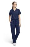 allheart Scrubs for Women and Men Medical Scrub Set with V-Neck Top & Cargo Pants, Unisex Nursing Uniform with 5 Pockets, M, Navy