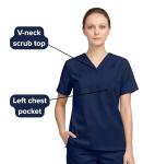 allheart Scrubs for Women and Men Medical Scrub Set with V-Neck Top & Cargo Pants, Unisex Nursing Uniform with 5 Pockets, M, Navy