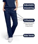 allheart Scrubs for Women and Men Medical Scrub Set with V-Neck Top & Cargo Pants, Unisex Nursing Uniform with 5 Pockets, M, Navy