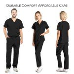 Unisex Black Medical Scrub Set for Men and Women