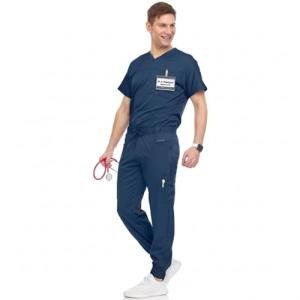 MediChic Men's Stretch V-Neck Scrub Jogger Set