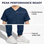 MediChic Men's Stretch V-Neck Scrub Jogger Set