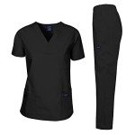 Unisex Black Medical Scrubs Set - Large