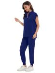 GGEH Scrub for Women Set - Stretch Scrub Top & Jogger Pants Mandarin Collar Anti-Wrinkle Scrub Suit Medical Uniform (Navy, X-Large)