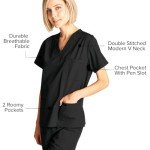 Unisex Black Medical Scrub Set for Men and Women