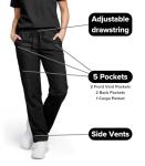 allheart Scrubs for Women and Men Medical Scrub Set with V-Neck Top & Cargo Pants, Unisex Nursing Uniform with 5 Pockets, XL, Black