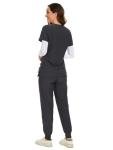 COZYFIT Scrubs for Women Set - Stretch V-Neck Scrub Top & Jogger Pant with 8 Pockets, Yoga Waistband, Slim Fit COZY SCRUBS - Dark Grey, XS