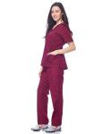 Dagacci Medical Uniform Woman and Man Scrub Set Unisex Medical Scrub Top and Pant, Burgundy, L