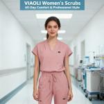 VIAOLI Scrubs for Women - V-Neck Top & Cargo Pants Uniform Women’s Medical Scrubs Set for Nurses, Doctors
