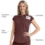 Dvoliaw Scrubs for Women Set Soft Sleeveless Stand-Up Collar Scrub Top & Straight Leg Scrub Pant, 9 Pockets, Yoga Waistband