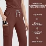 Dvoliaw Scrubs for Women Set Soft Sleeveless Stand-Up Collar Scrub Top & Straight Leg Scrub Pant, 9 Pockets, Yoga Waistband