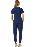 Nucabel Scrubs for Women Set, V-Neck Top & Cargo Jogger Pants, 9 Pockets, Yoga Waistband, Comfort Fit Nursing Uniform - S - Navy