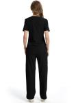 CaiDieNu Medical Scrubs for Women Set: Stretch Uniform Nursing Scrub Set V-Neck Top & Straight Leg Cargo Pants with 13 Pockets Black X-Large