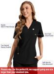 CaiDieNu Medical Scrubs for Women Set: Stretch Uniform Nursing Scrub Set V-Neck Top & Straight Leg Cargo Pants with 13 Pockets Black X-Large