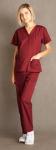 Dagacci Medical Uniform Womens and Mens Scrub Set Unisex Medical Scrub Shirt Top and Pant, Burgundy, Small,