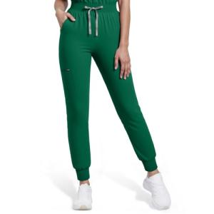 Anwrtuk Scrub Pants for Women with 5 Pockets, Medical Jogger Bottoms Pants with Slim Mid Rise Drawstring Waistband, Soft 4-Way Stretch Fabric Hunter Green