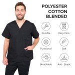 Unisex Black Medical Scrubs Set - Large