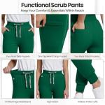 Anwrtuk Scrub Pants for Women with 5 Pockets, Medical Jogger Bottoms Pants with Slim Mid Rise Drawstring Waistband, Soft 4-Way Stretch Fabric Hunter Green