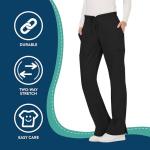 WW Revolution by Cherokee Women's Mid Rise Moderate Flare Drawstring Pant Petite, Black, Large Petite