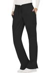 WW Revolution by Cherokee Women's Mid Rise Moderate Flare Drawstring Pant Petite, Black, Large Petite