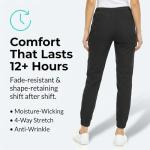 MediChic Jogger Scrub Pants for Women, Soft 4-Way Stretch Women's Medical Scrub Pants, 5-Pockets with Elastic Waistband and Drawstring, for Nurses, Doctors, and Health Workers, Black
