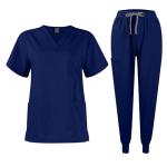 Scrubs Set Multiple Pockets V-Neck Top and Drawstring Scrub Pant - Medical Uniform Women Scrub Sets