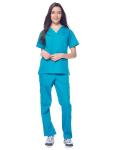 Dagacci Medical Uniform Women's Medical Scrub Set Top and Pant, Teal Green, XXXL