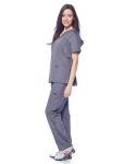 Dagacci Medical Uniform Womens and Mens Scrubs Set Medical Scrubs Shirt Top and Pant, Pewter Gray, X-Small,