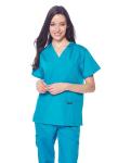 Dagacci Medical Uniform Women's Medical Scrub Set Top and Pant, Teal Green, XXXL